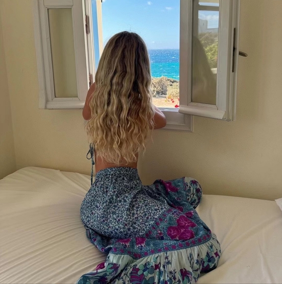 Final Sale Spell Love Jetty Maxi Skirt In Blue Nirvana - Picture 2 of 11